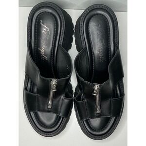 Free People Wishbone Zip Front Sandals Chunky Strappy 7.5 Streetwear Grunge Goth